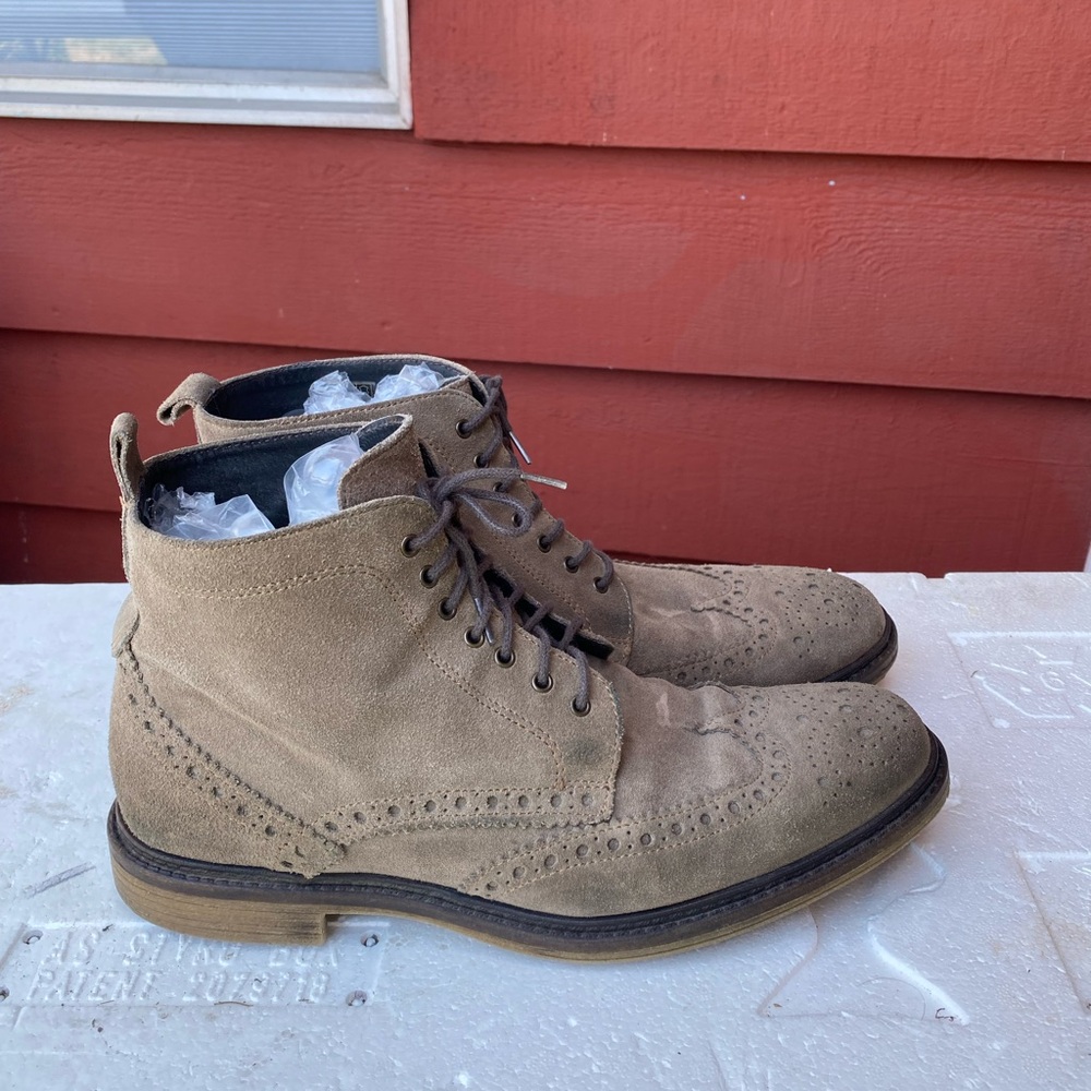 Baldi London Men's Gray Suede Brogue Ankle Boots Size 41/8US